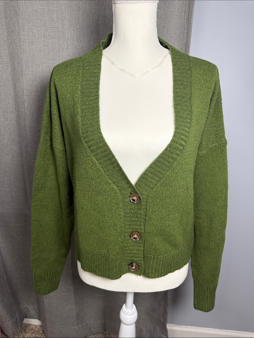 wild fable Olive Green V-Neck Button Cardigan